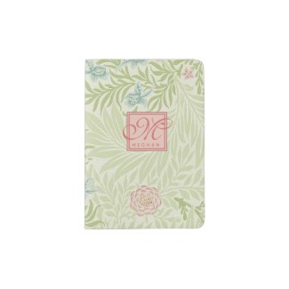 William Morris - Pink Flowers & Leaves Monogrammed