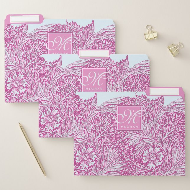 William Morris, Pink Marigold & Monogram File Folder (Set)