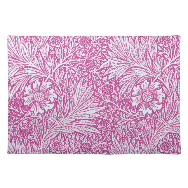 William Morris - Pink Marigold - Pretty Floral Cloth Placemat (Front)