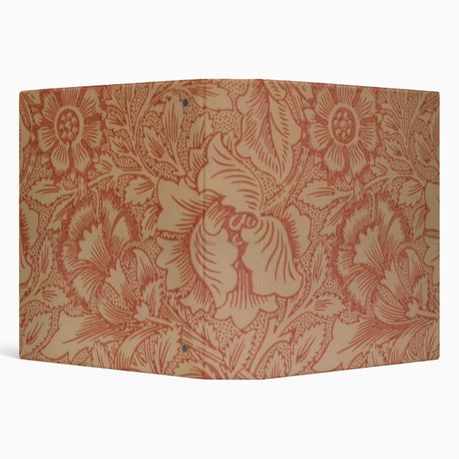 William Morris Pink Poppy Flower Floral 3 Ring Binder (Background)