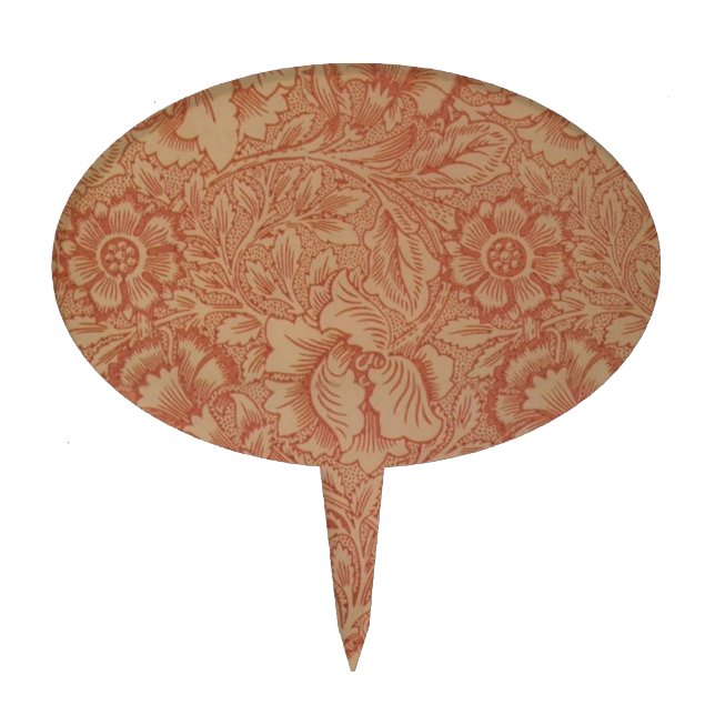 William Morris Pink Poppy Flower Floral Cake Topper (Front)