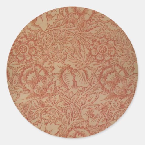 William Morris Pink Poppy Flower Floral Classic Round Sticker