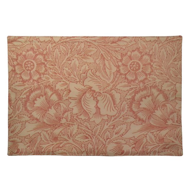 William Morris Pink Poppy Flower Floral Cloth Placemat (Front)