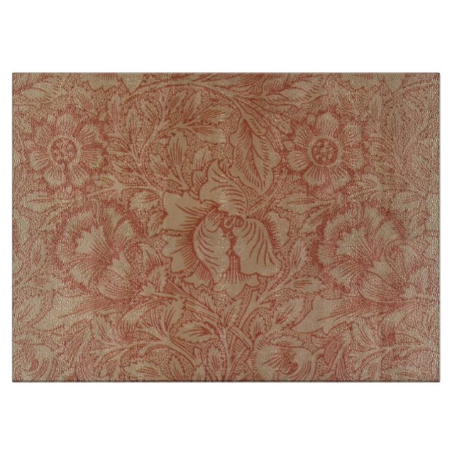 William Morris Pink Poppy Flower Floral Cutting Board (Front)