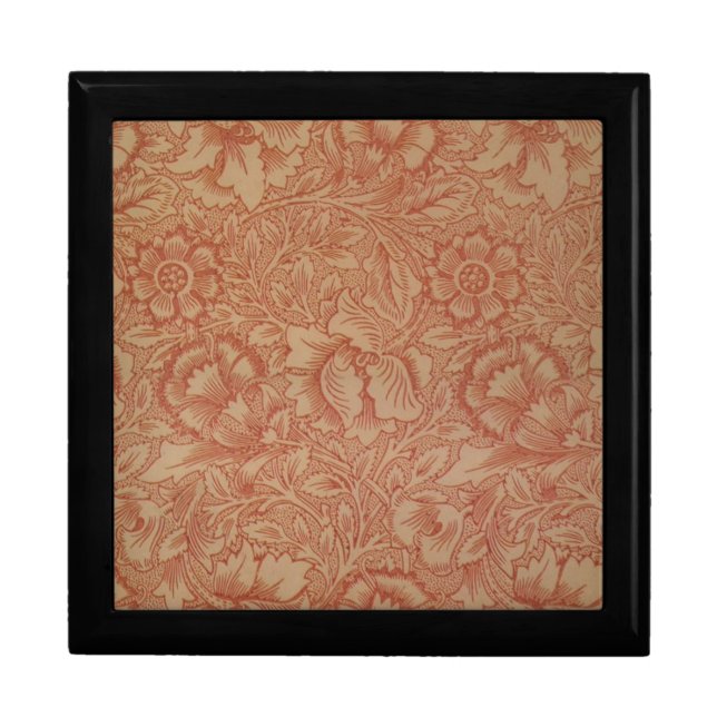 William Morris Pink Poppy Flower Floral Jewelry Box (Front)