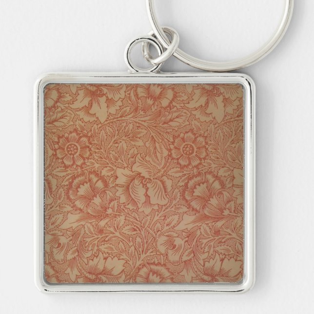 William Morris Pink Poppy Flower Floral Keychain (Front)