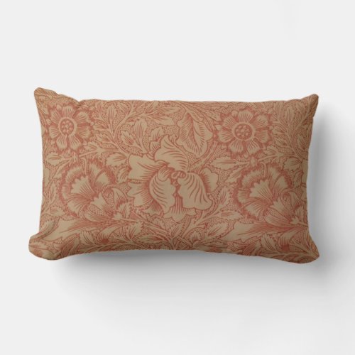 William Morris Pink Poppy Flower Floral Lumbar Pillow