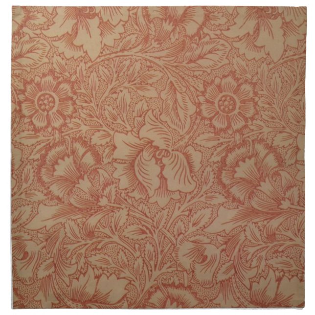William Morris Pink Poppy Flower Floral Napkin (Front)