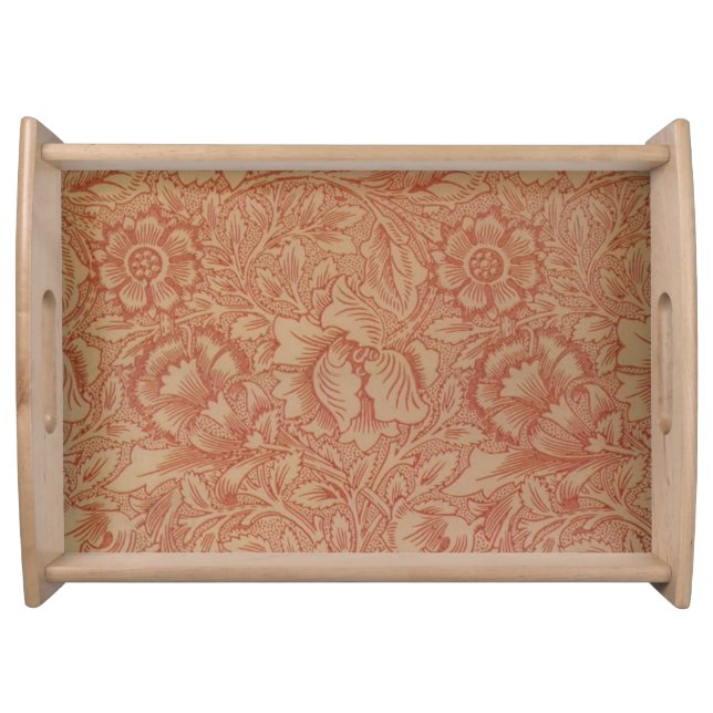 William Morris Pink Poppy Flower Floral Serving Tray (Front)