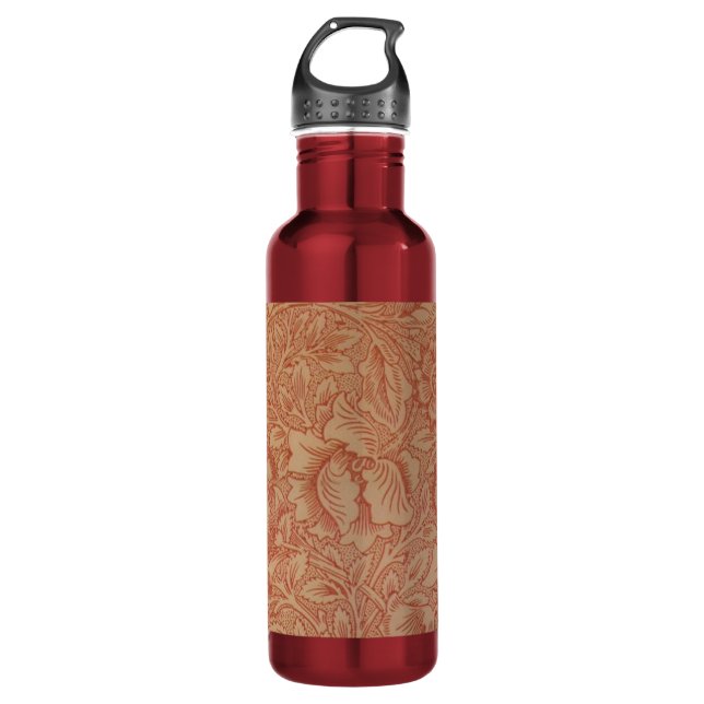 William Morris Pink Poppy Flower Floral Stainless Steel Water Bottle (Front)