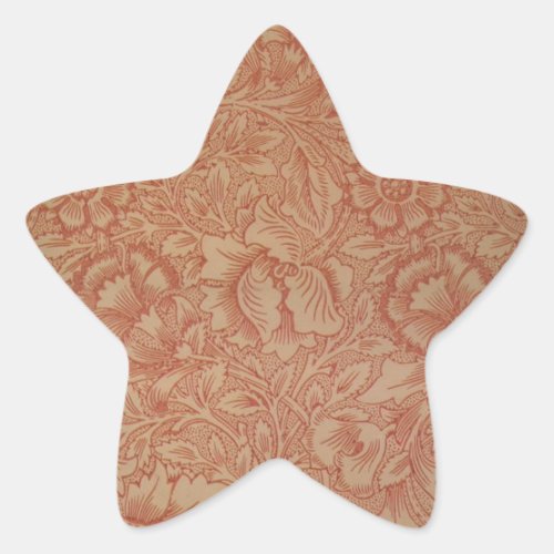 William Morris Pink Poppy Flower Floral Star Sticker