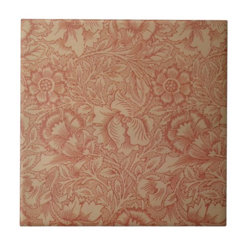 William Morris Pink Poppy Flower Floral Tile