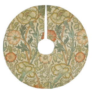 William Morris Pink Rose Border Floral Art Brushed Polyester Tree Skirt
