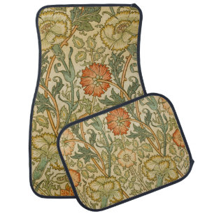 William Morris Pink Rose Border Floral Art Car Floor Mat