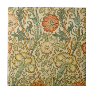 William Morris Pink Rose Border Floral Art Ceramic Tile
