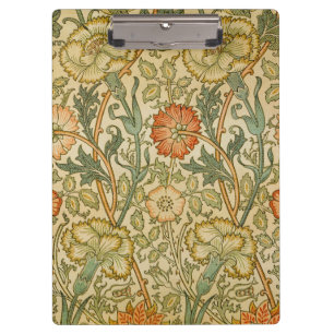 William Morris Pink Rose Border Floral Art Clipboard