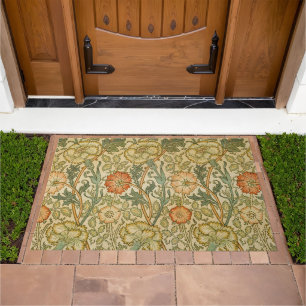 William Morris Pink Rose Border Floral Art Doormat