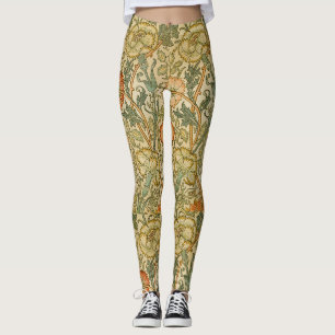 William Morris Pink Rose Border Floral Art Leggings