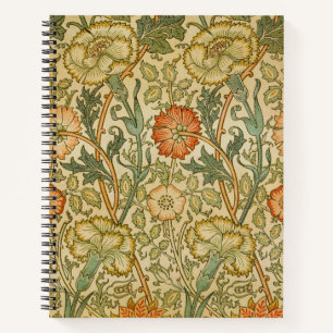 William Morris Pink Rose Border Floral Art Notebook