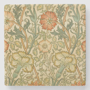 William Morris Pink Rose Border Floral Art Stone Coaster