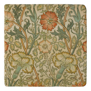 William Morris Pink Rose Border Floral Art Trivet