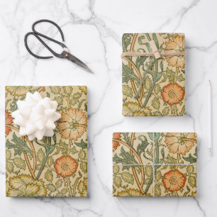 William Morris Pink Rose Border Floral Art Wrapping Paper Sheets