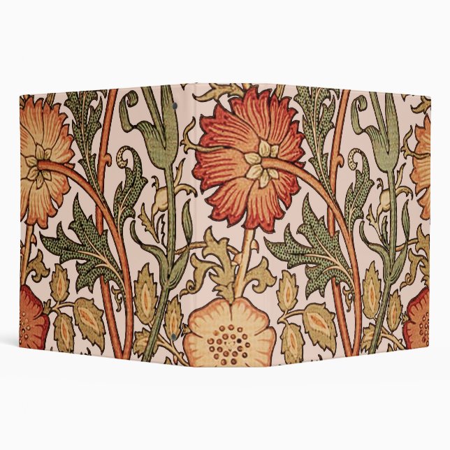 William Morris Pink Rose Flower Wallpaper Pattern 3 Ring Binder (Background)
