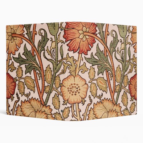 William Morris Pink Rose Flower Wallpaper Pattern 3 Ring Binder