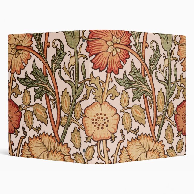 William Morris Pink Rose Flower Wallpaper Pattern 3 Ring Binder (Background)