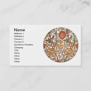 William Morris Pink Rose Flower Wallpaper Pattern Business Card