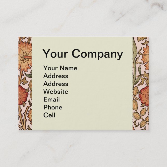 William Morris Pink Rose Flower Wallpaper Pattern Business Card (Front)