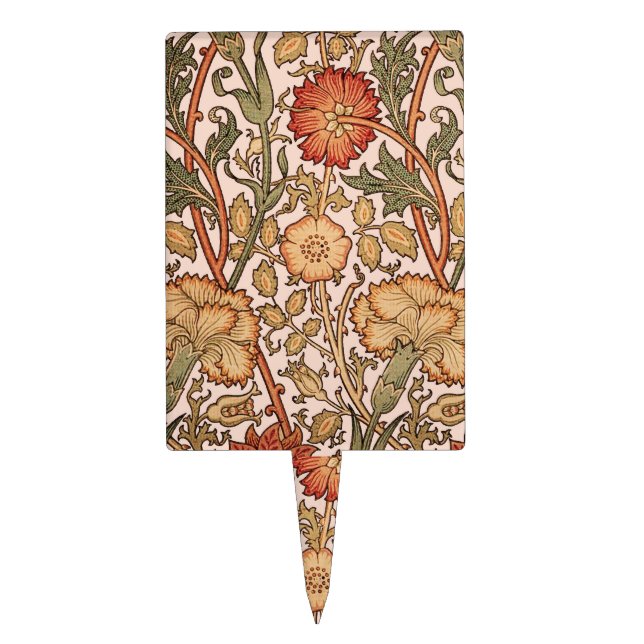 William Morris Pink Rose Flower Wallpaper Pattern Cake Topper (Front)