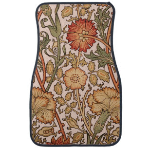 William Morris Pink Rose Flower Wallpaper Pattern Car Floor Mat