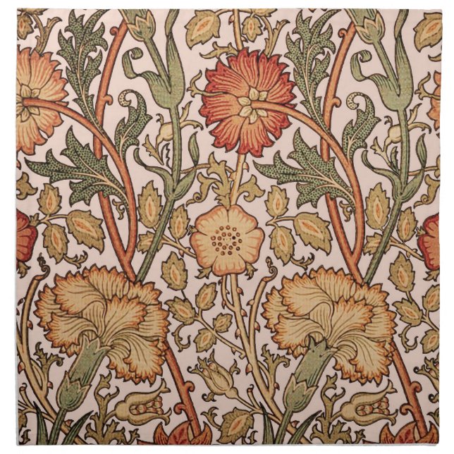 William Morris Pink Rose Flower Wallpaper Pattern Cloth Napkin (Front)