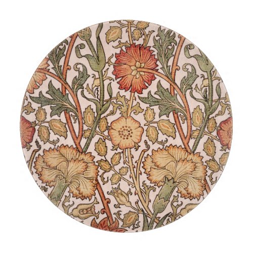 William Morris Pink Rose Flower Wallpaper Pattern Cutting Board
