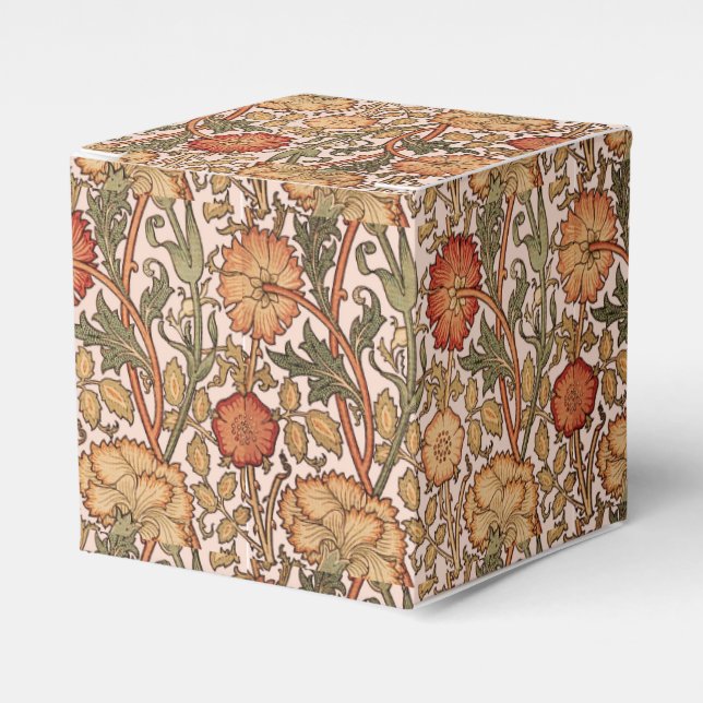William Morris Pink Rose Flower Wallpaper Pattern Favor Boxes (Front Side)