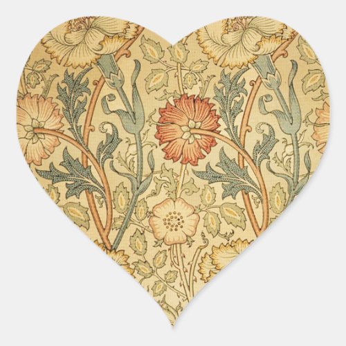 William Morris Pink Rose Flower Wallpaper Pattern Heart Sticker