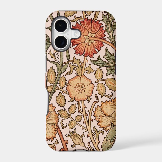 William Morris Pink Rose Flower Wallpaper Pattern Iphone Case (Back)