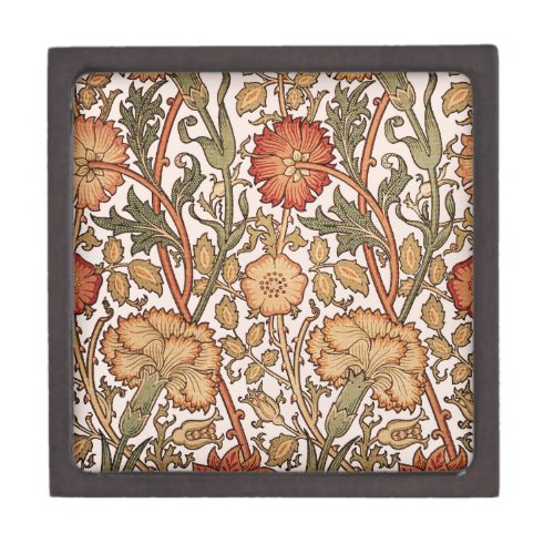 William Morris Pink Rose Flower Wallpaper Pattern Keepsake Box