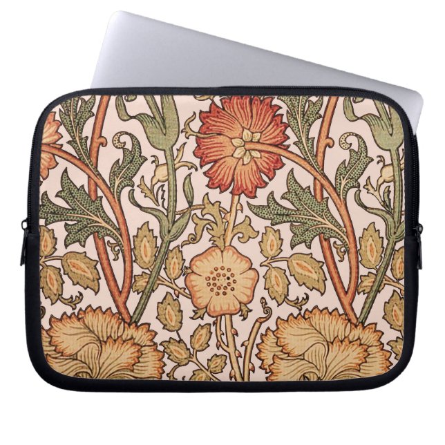 William Morris Pink Rose Flower Wallpaper Pattern Laptop Sleeve (Front)