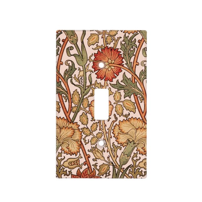 William Morris Pink Rose Flower Wallpaper Pattern Light Switch Cover (Front)
