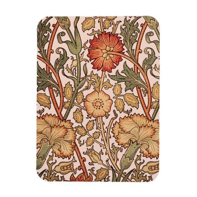 William Morris Pink Rose Flower Wallpaper Pattern Magnet (Vertical)