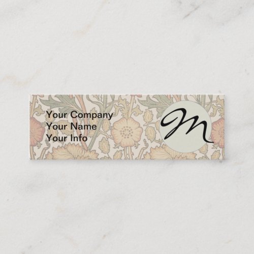 William Morris Pink Rose Flower Wallpaper Pattern Mini Business Card