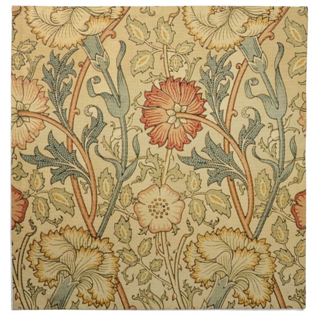 William Morris Pink Rose Flower Wallpaper Pattern Napkin (Front)