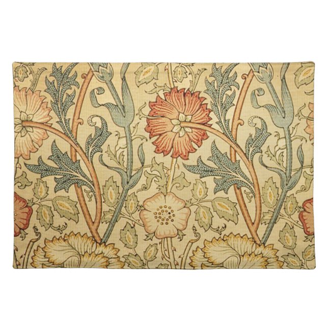 William Morris Pink Rose Flower Wallpaper Pattern Placemat (Front)