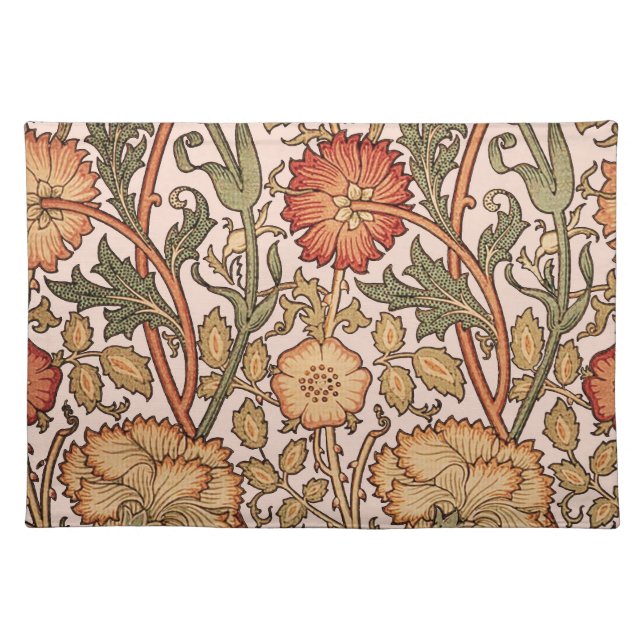 William Morris Pink Rose Flower Wallpaper Pattern Placemat (Front)