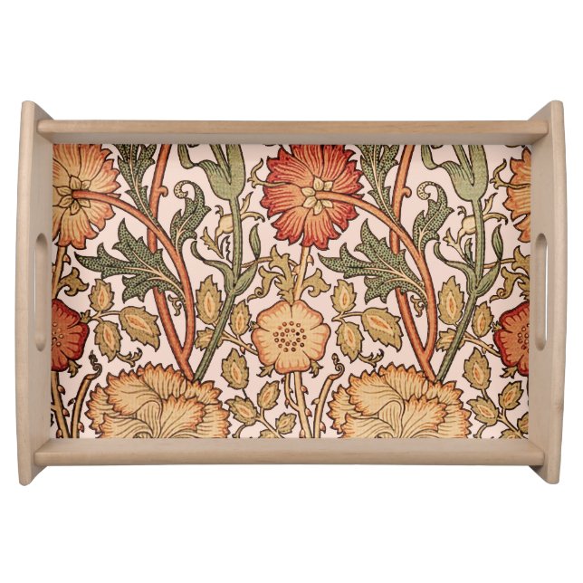 William Morris Pink Rose Flower Wallpaper Pattern Serving Tray (Front)