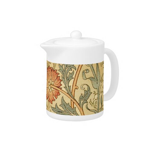 William Morris Pink Rose Flower Wallpaper Pattern Teapot