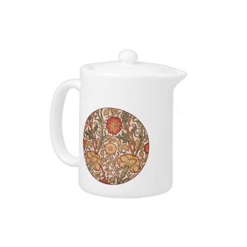 William Morris Pink Rose Flower Wallpaper Pattern Teapot