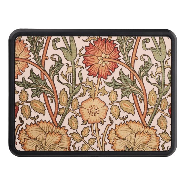 William Morris Pink Rose Flower Wallpaper Pattern Tow Hitch Cover (Front)